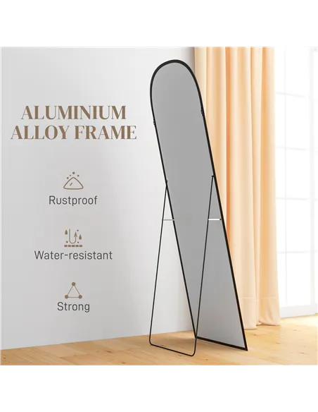 HOMCOM 162cm Aluminium Frame Standing Mirror - Black