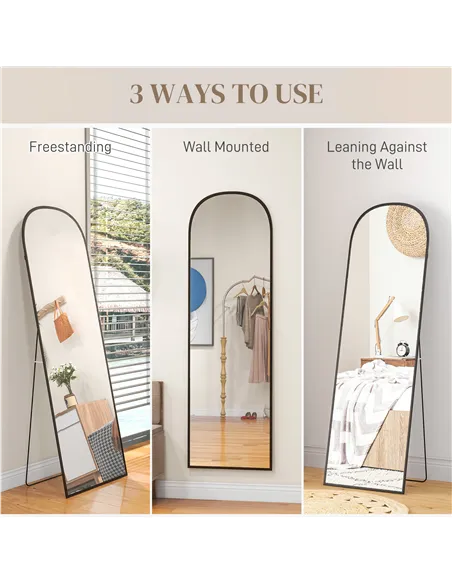 HOMCOM 162cm Aluminium Frame Standing Mirror - Black