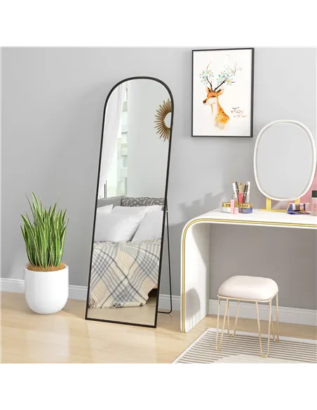 HOMCOM 162cm Aluminium Frame Standing Mirror - Black