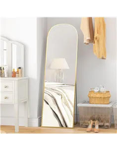 HOMCOM 162cm Aluminium Frame Standing Mirror - Gold 2