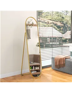 HOMCOM Two-Way Curved Full Length Mirror - Gold Tone 2
