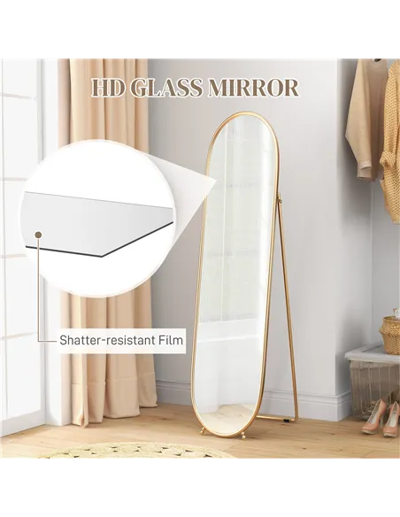 HOMCOM Two-Way Curved Full Length Mirror - Gold Tone