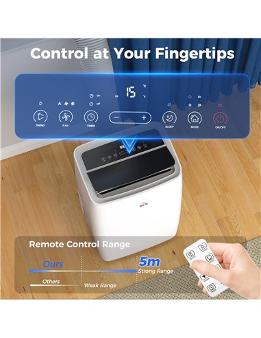 HOMCOM Portable Air Conditioner 14000 BTU, 4-in-1 Air Conditioning Unit, Dehumidifier, Cooling, Fan, Sleep Mode with 3 Speeds, R