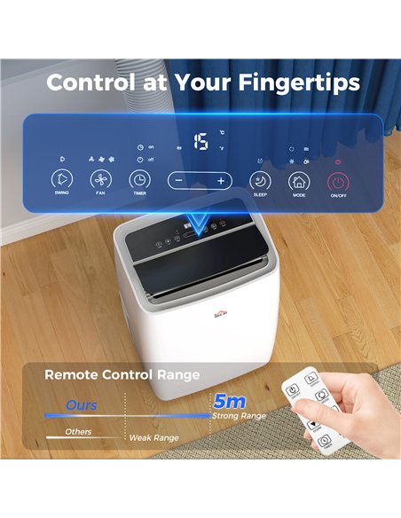 HOMCOM Portable Air Conditioner 14000 BTU, 4-in-1 Air Conditioning Unit, Dehumidifier, Cooling, Fan, Sleep Mode with 3 Speeds, R