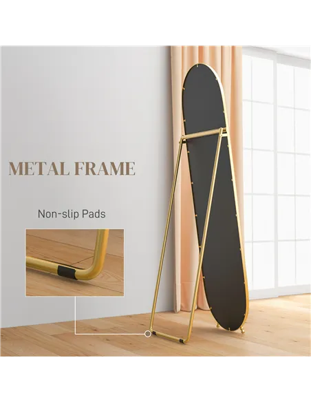 HOMCOM Two-Way Curved Full Length Mirror - Gold Tone