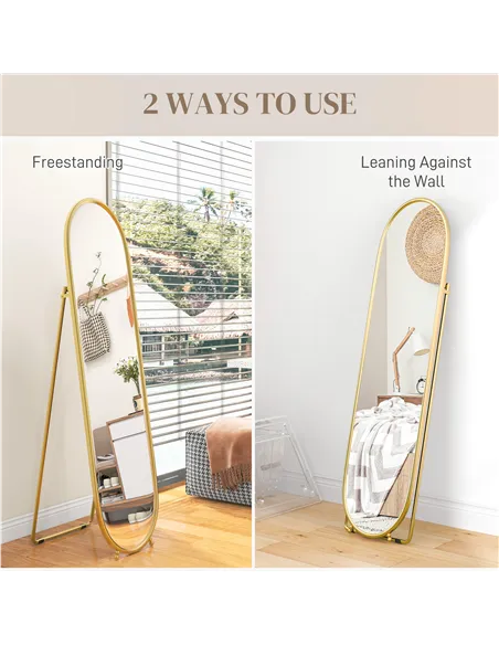 HOMCOM Two-Way Curved Full Length Mirror - Gold Tone