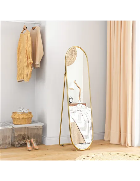 HOMCOM Two-Way Curved Full Length Mirror - Gold Tone