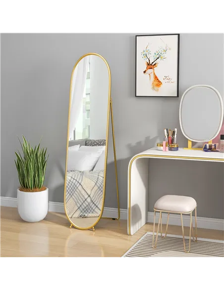 HOMCOM Two-Way Curved Full Length Mirror - Gold Tone