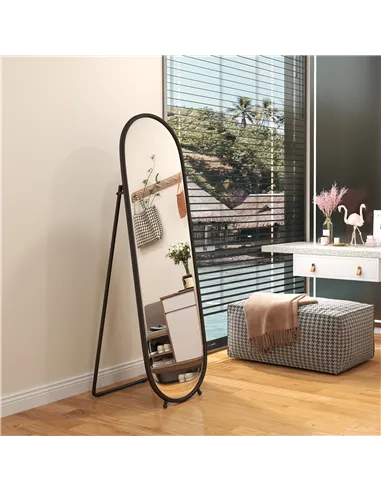 HOMCOM Two-Way Curved Full Length Mirror - Black