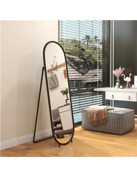HOMCOM Two-Way Curved Full Length Mirror - Black