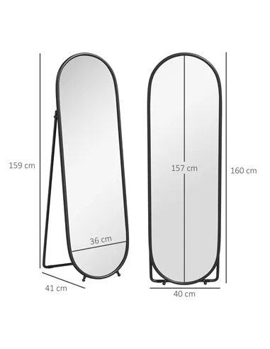 HOMCOM Two-Way Curved Full Length Mirror - Black