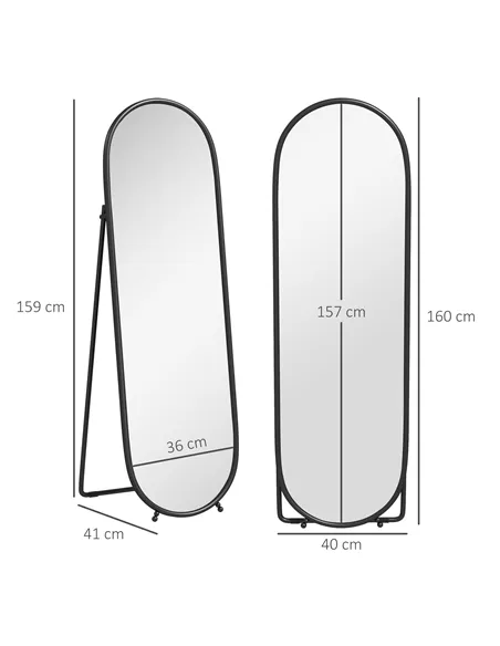 HOMCOM Two-Way Curved Full Length Mirror - Black