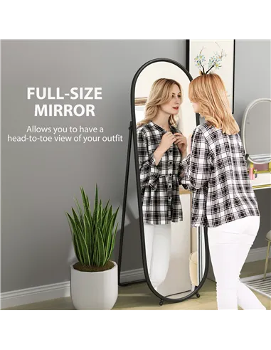 HOMCOM Two-Way Curved Full Length Mirror - Black