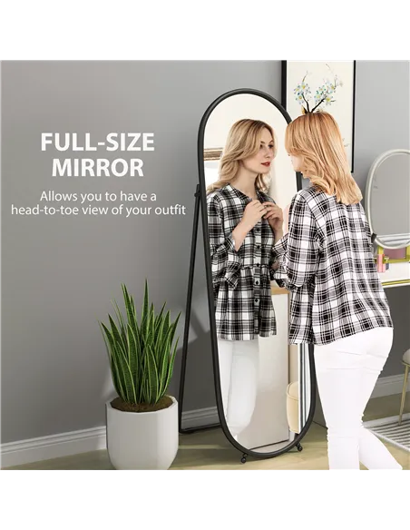 HOMCOM Two-Way Curved Full Length Mirror - Black