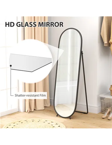 HOMCOM Two-Way Curved Full Length Mirror - Black