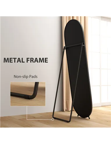 HOMCOM Two-Way Curved Full Length Mirror - Black