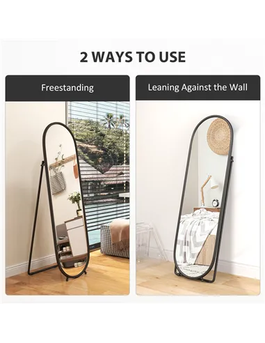 HOMCOM Two-Way Curved Full Length Mirror - Black