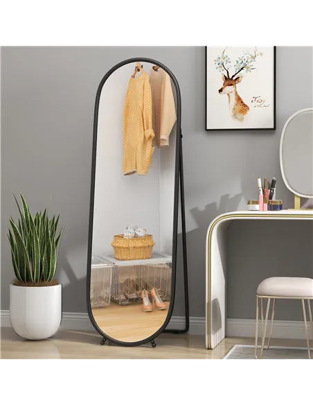 HOMCOM Two-Way Curved Full Length Mirror - Black