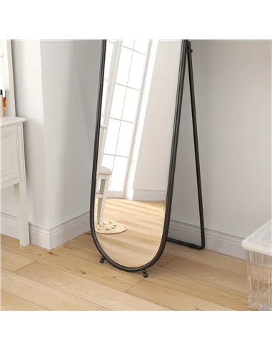 HOMCOM Two-Way Curved Full Length Mirror - Black
