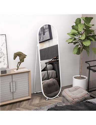 HOMCOM Two-Way Curved Full Length Mirror - White