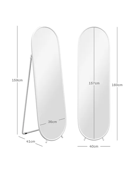 HOMCOM Two-Way Curved Full Length Mirror - White