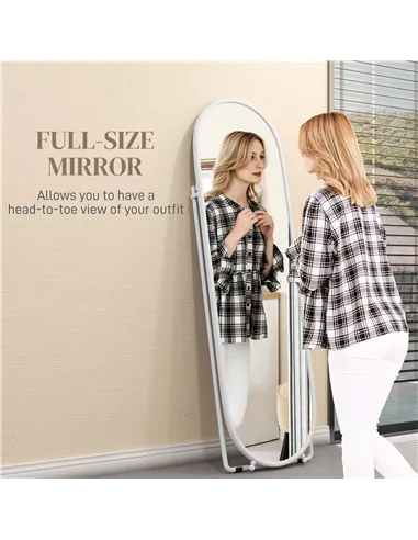 HOMCOM Two-Way Curved Full Length Mirror - White