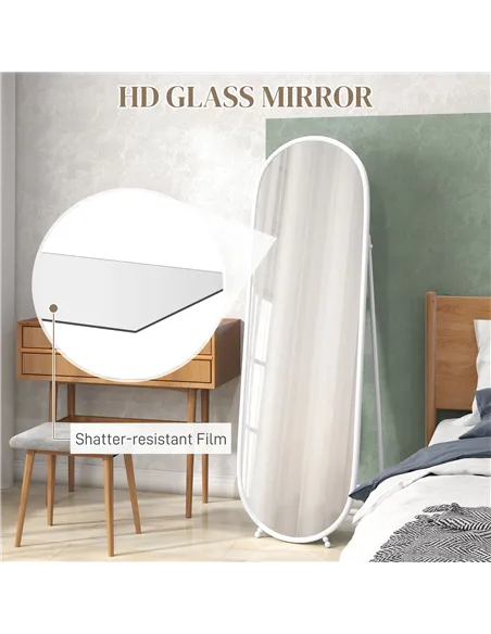 HOMCOM Two-Way Curved Full Length Mirror - White