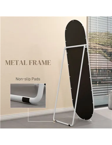 HOMCOM Two-Way Curved Full Length Mirror - White