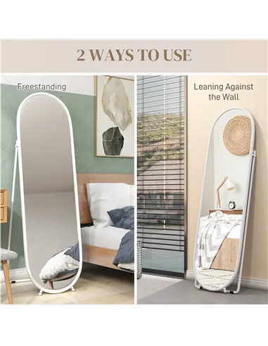 HOMCOM Two-Way Curved Full Length Mirror - White