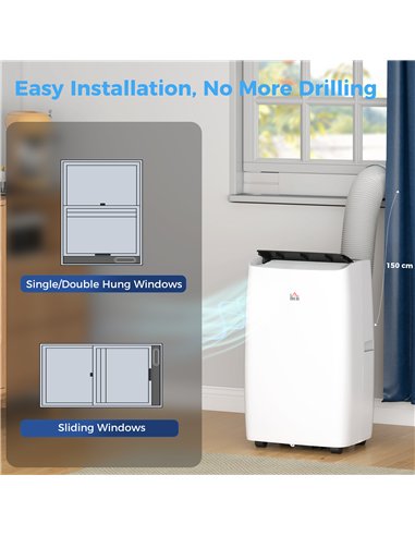 HOMCOM Portable Air Conditioner 14000 BTU, 4-in-1 Air Conditioning Unit, Dehumidifier, Cooling, Fan, Sleep Mode with 3 Speeds, R