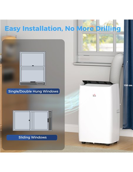 HOMCOM Portable Air Conditioner 14000 BTU, 4-in-1 Air Conditioning Unit, Dehumidifier, Cooling, Fan, Sleep Mode with 3 Speeds, R