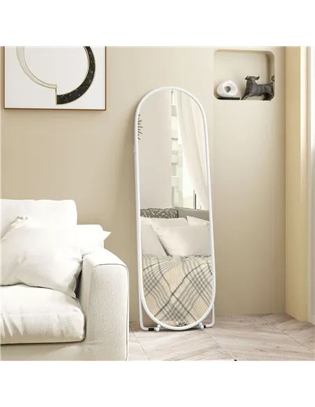 HOMCOM Two-Way Curved Full Length Mirror - White