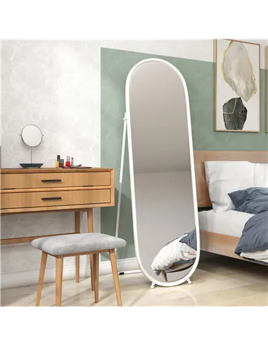 HOMCOM Two-Way Curved Full Length Mirror - White