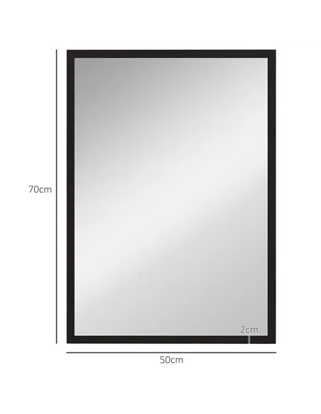 HOMCOM Wall Bathroom Mirror, 70 x 50 cm Wall-Mounted Mirror for Living Room, Bedroom, Hallway, Black