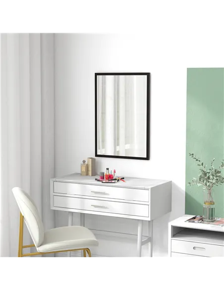 HOMCOM Wall Bathroom Mirror, 70 x 50 cm Wall-Mounted Mirror for Living Room, Bedroom, Hallway, Black