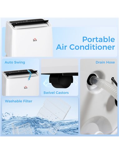 HOMCOM Portable Air Conditioner 14000 BTU, 4-in-1 Air Conditioning Unit, Dehumidifier, Cooling, Fan, Sleep Mode with 3 Speeds, R