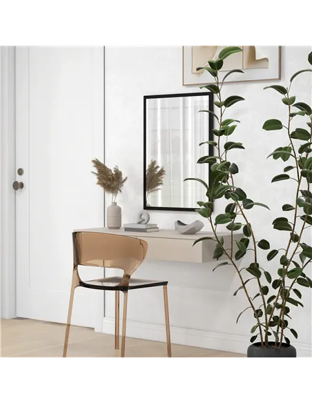 HOMCOM Wall Bathroom Mirror, 70 x 50 cm Wall-Mounted Mirror for Living Room, Bedroom, Hallway, Black