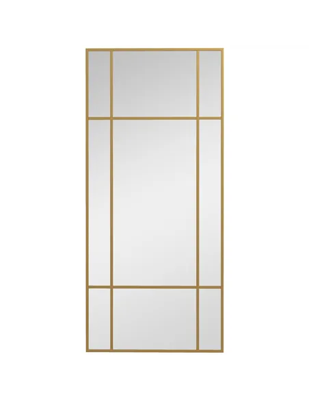 HOMCOM Decorative Grid Wall Mirror, with Back Hooks - Gold Tone