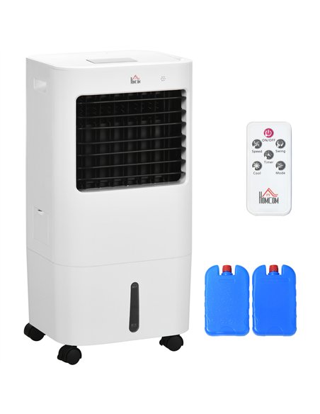 HOMCOM Air Cooler, Mobile Cooling Fan Humidifier Air Conditioner with 15L Water Tank, Oscillation, Remote, Timer, 32x37x74cm