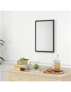 HOMCOM Wall Bathroom Mirror, 60 x 40 cm Wall-Mounted Mirror for Living Room, Bedroom, Hallway, Black 2