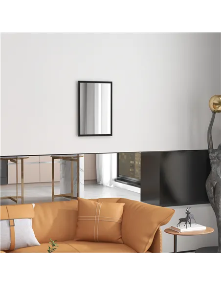 HOMCOM Wall Bathroom Mirror, 60 x 40 cm Wall-Mounted Mirror for Living Room, Bedroom, Hallway, Black