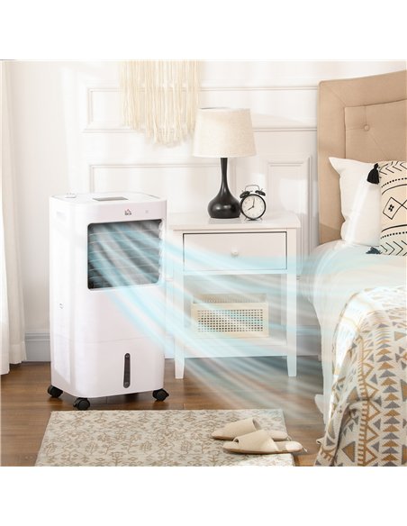 HOMCOM Air Cooler, Mobile Cooling Fan Humidifier Air Conditioner with 15L Water Tank, Oscillation, Remote, Timer, 32x37x74cm