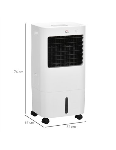HOMCOM Air Cooler, Mobile Cooling Fan Humidifier Air Conditioner with 15L Water Tank, Oscillation, Remote, Timer, 32x37x74cm
