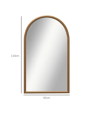 HOMCOM 110 x 65cm Wooden Arched Mirror - Natural Finish