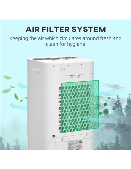 HOMCOM Air Cooler, Mobile Cooling Fan Humidifier Air Conditioner with 15L Water Tank, Oscillation, Remote, Timer, 32x37x74cm