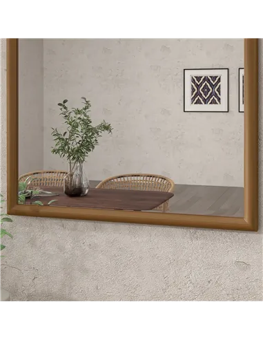 HOMCOM 110 x 65cm Wooden Arched Mirror - Natural Finish