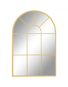 HOMCOM Modern Arched Wall Mirror, 91 x 60 cm Window Mirrors for Living Room, Bedroom, Gold Tone