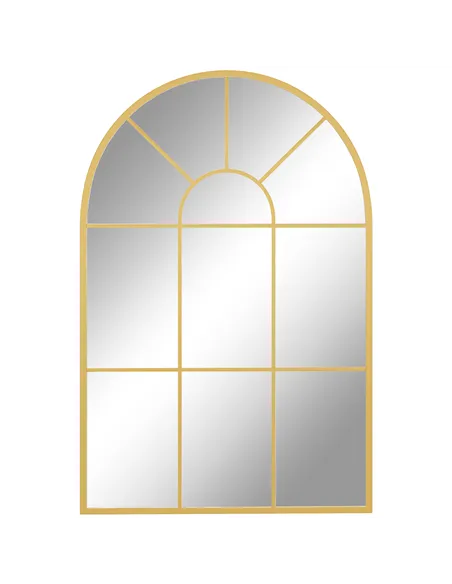 HOMCOM Modern Arched Wall Mirror, 91 x 60 cm Window Mirrors for Living Room, Bedroom, Gold Tone