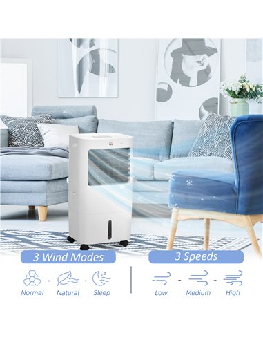 HOMCOM Air Cooler, Mobile Cooling Fan Humidifier Air Conditioner with 15L Water Tank, Oscillation, Remote, Timer, 32x37x74cm