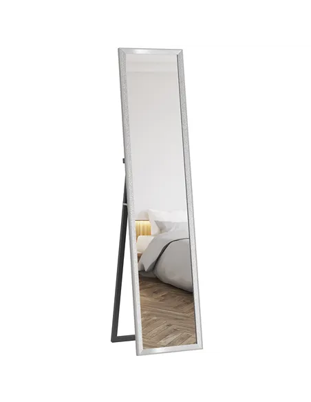 HOMCOM Glitter Frame Full-Length Mirror - Silver
